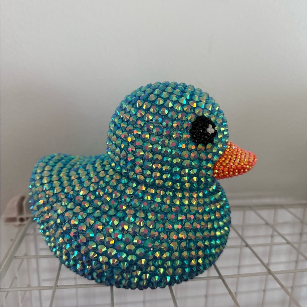 Sparkling Blue Rhinestone Duck Figurine